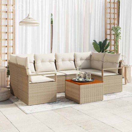 vidaXL Kerti Kanapé Szett 7 pcs Beige, fehér