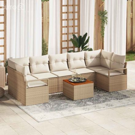 vidaXL Kerti Sofa Készlet 8 pcs Beige, fehér Nagy Rattan és szövet