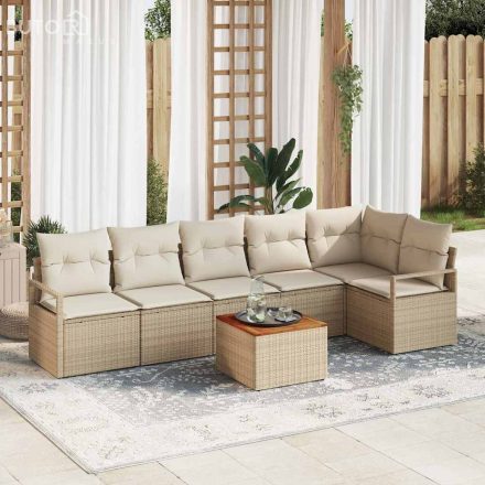 vidaXL Kerti Kanapé Szett 7 pcs Beige, fehér