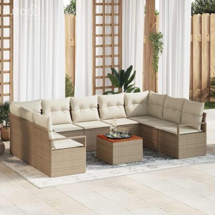 vidaXL Kerti Kanapé Szett 10 pcs Beige, fehér