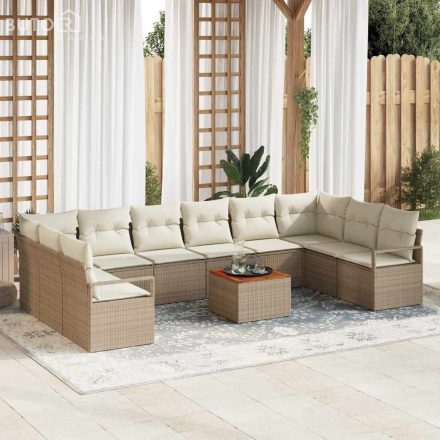vidaXL Kerti Kanapé Szett 11 pcs Beige, fehér Rattan