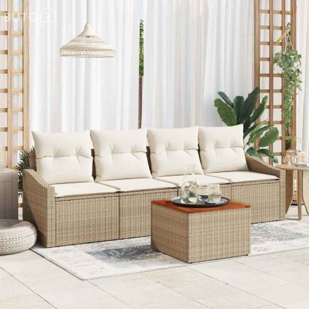 vidaXL Kerti kanapészett 5 pcs Beige, fehér 55 x 55 x 37 cm