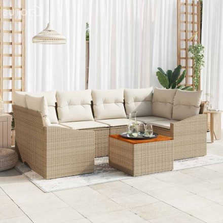 vidaXL Kerti Kanapé Szett 7 pcs Beige, fehér