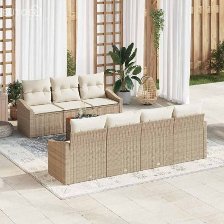 vidaXL Kerti Kanapé Szett 8 pcs Beige, fehér