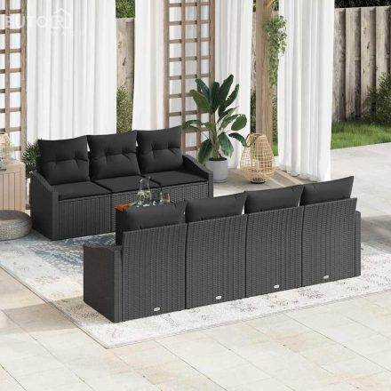 vidaXL Kerti Kanapé Szett 8 pcs Fekete