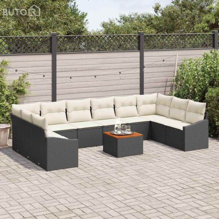 vidaXL Kerti Kanapé Szett 11 pcs Fekete, fehér