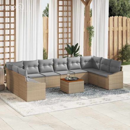 vidaXL Kerti Kanapé Szett 11 pcs Beige, világos szürke