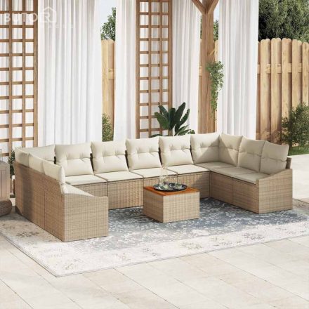 vidaXL Kerti Kanapé Szett 11 pcs Beige, fehér