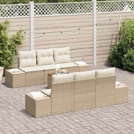 vidaXL Kerti Kanapé Szett 7 pcs Beige, fehér