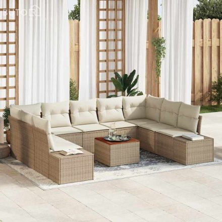 vidaXL Kerti Kanapé Szett 10 pcs Beige, fehér