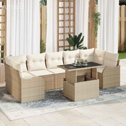 vidaXL Kerti Kanapé Szett Kézi 8 pcs Bézs 100 x 55 x 73 cm Poli rattan