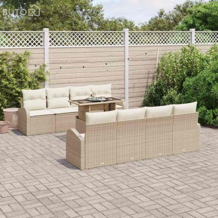 vidaXL Kerti Kanapé Szett Kézi 9 pcs Bézs 100 x 55 x 73 cm Poli rattan