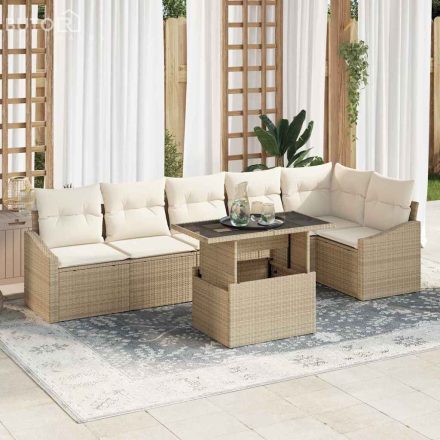vidaXL Kerti Kanapé Szett párnával 7 pcs Beige, Krém 100 x 55 x 73 cm