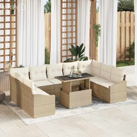 vidaXL Kerti Kanapé Szett párnával 10 pcs Beige, Krém 100 x 55 x 73 cm