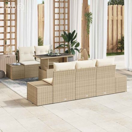 vidaXL Kerti Kanapé Szett párnával 6 pcs Beige, Krém 100 x 55 x 73 cm