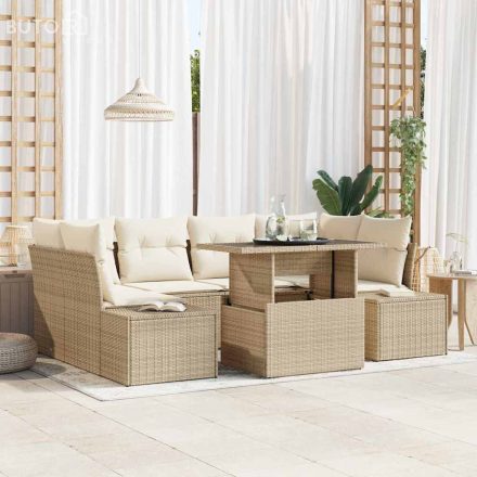 vidaXL Kerti Kanapé Szett párnával 7 pcs Beige, Krém 100 x 55 x 73 cm