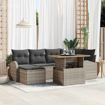 vidaXL Kerti Kanapé Szett tárolóval 7 pcs Szürke Poli rattan