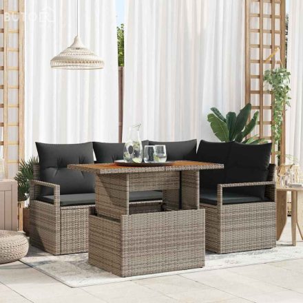 vidaXL Kerti Kanapé Szett tárolóval 5 pcs Szürke Poli rattan
