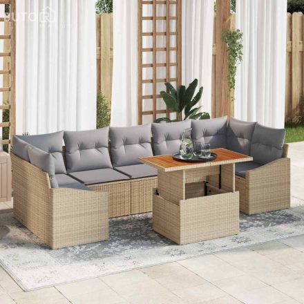 vidaXL Kerti Kanapé Szett párnával 8 pcs Beige, Világosszürke
