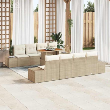 vidaXL Kerti Kanapé Szett tárolóval 9 pcs Bézs Poli rattan