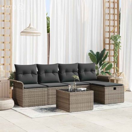 vidaXL Kerti Kanapé Szett 6 pcs Szürke 251 x 117 x 85 cm Poli rattan