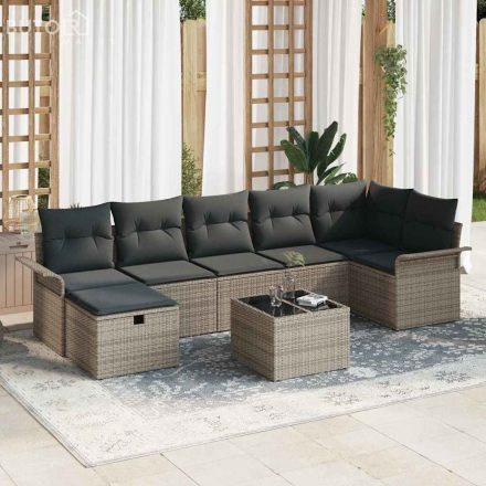 vidaXL Kerti Kanapé Szett párnával 8 pcs Szürke 297,5 x 132,5 x 85 cm