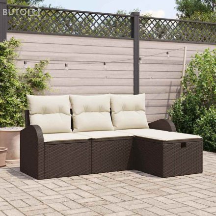 vidaXL Kerti Kanapé Szett 4 pcs Barna és krémszínű 179 x 117 x 85 cm