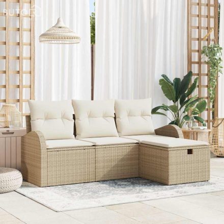 vidaXL Kerti Kanapé Szett 4 pcs bézs és krémszínű 179 x 117 x 85 cm
