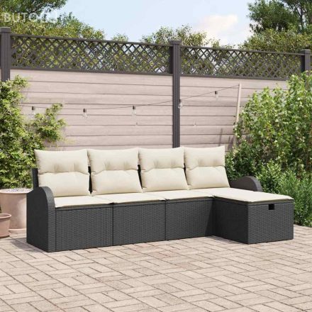 vidaXL Kerti Kanapé Szett 5 pcs Fekete és krémszínű 234 x 117 x 85 cm