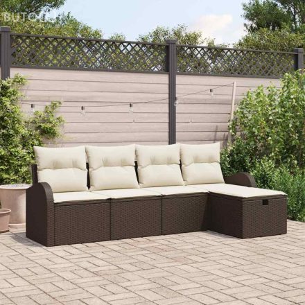 vidaXL Kerti Kanapé Szett 5 pcs Barna és krémszínű 234 x 117 x 85 cm
