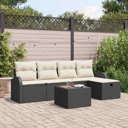 vidaXL Kerti Kanapé Szett 6 pcs Fekete és krémszínű 234 x 117 x 85 cm