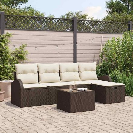 vidaXL Kerti Kanapé Szett 6 pcs Barna és krémszínű 234 x 117 x 85 cm