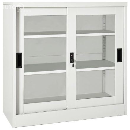  vidaXL világosszürke acél tolóajtós szekrény 90 x 40 x 90 cm