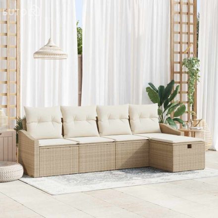 vidaXL Kerti Kanapé Szett 5 pcs Bézs 233 x 117 x 85 cm Poli rattan