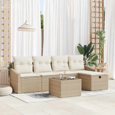 vidaXL Kerti Kanapé Szett 6 pcs Bézs 55 x 55 x 37 cm Poli rattan