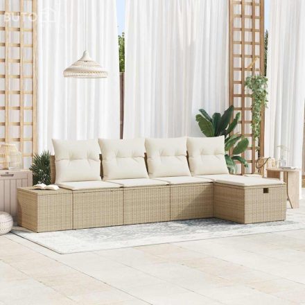 vidaXL Kerti Kanapé Szett 5 pcs Bézs 55 x 62 x 69 cm Poli rattan