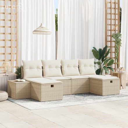 vidaXL Kerti Kanapé Szett 6 pcs Bézs 55 x 62 x 69 cm Poli rattan