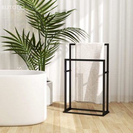 vidaXL szabadon álló fekete vas törölközőtartó 48 x 24 x 78,5 cm