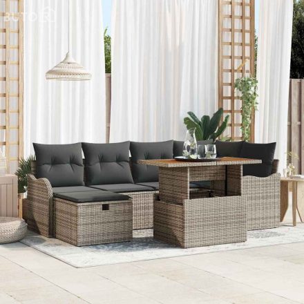 vidaXL Kerti Kanapé Szett 7 pcs Szürke polirattan