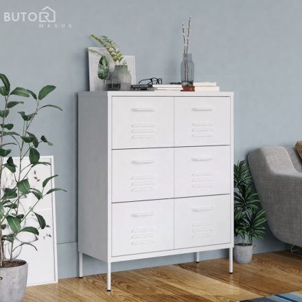 vidaXL fehér acél fiókos szekrény 80 x 35 x 101,5 cm