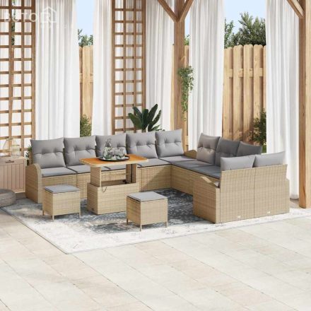 vidaXL Kerti Kanapé Szett párnával 13 pcs Bézs Poli rattan