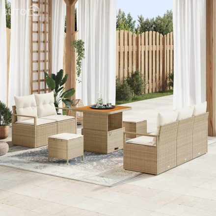 vidaXL Kerti Kanapé Szett párnával 8 pcs Bézs Poli rattan