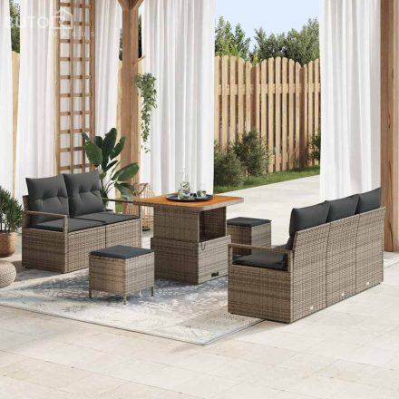 vidaXL Kerti Kanapé Szett párnával 8 pcs Szürke Poli rattan
