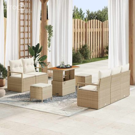 vidaXL Kerti Kanapé Szett párnával 8 pcs Bézs Poli rattan