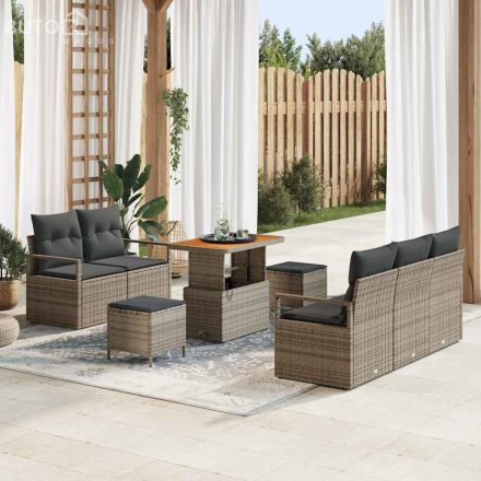 vidaXL Kerti Kanapé Szett párnával 8 pcs Szürke Poli rattan