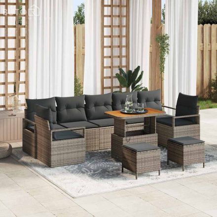 vidaXL Kerti Kanapé Szett tárolóval 10 pcs Szürke Poli rattan