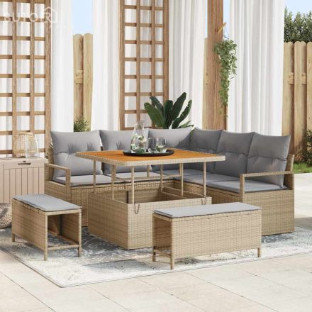 vidaXL Kerti Kanapé Szett párnával 8 pcs Bézs Poli rattan
