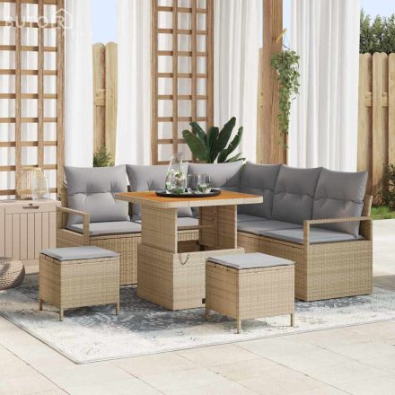 vidaXL Kerti Kanapé Szett párnával 8 pcs Bézs Poli rattan