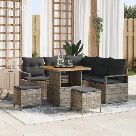 vidaXL Kerti Kanapé Szett párnával 8 pcs Szürke Poli rattan