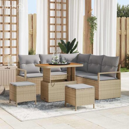 vidaXL Kerti Kanapé Szett párnával 8 pcs Bézs Poli rattan